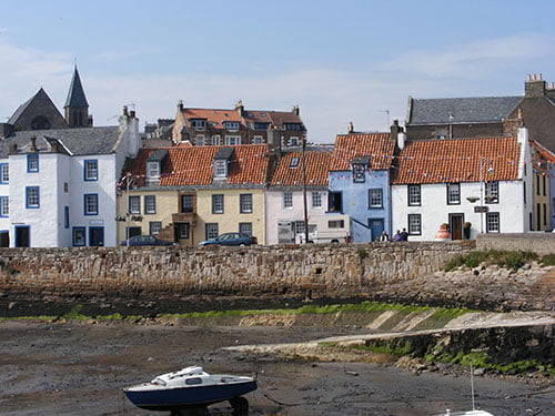 St Monans harbour and church